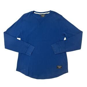 Abercrombie & Fitch Blue Waffle Knit Thermal Long Sleeve Men Large Preppy Cozy
